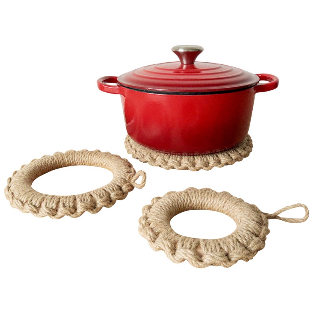 2Pcs Rustic Jute Woven Trivets - Cast Iron Corn review and price