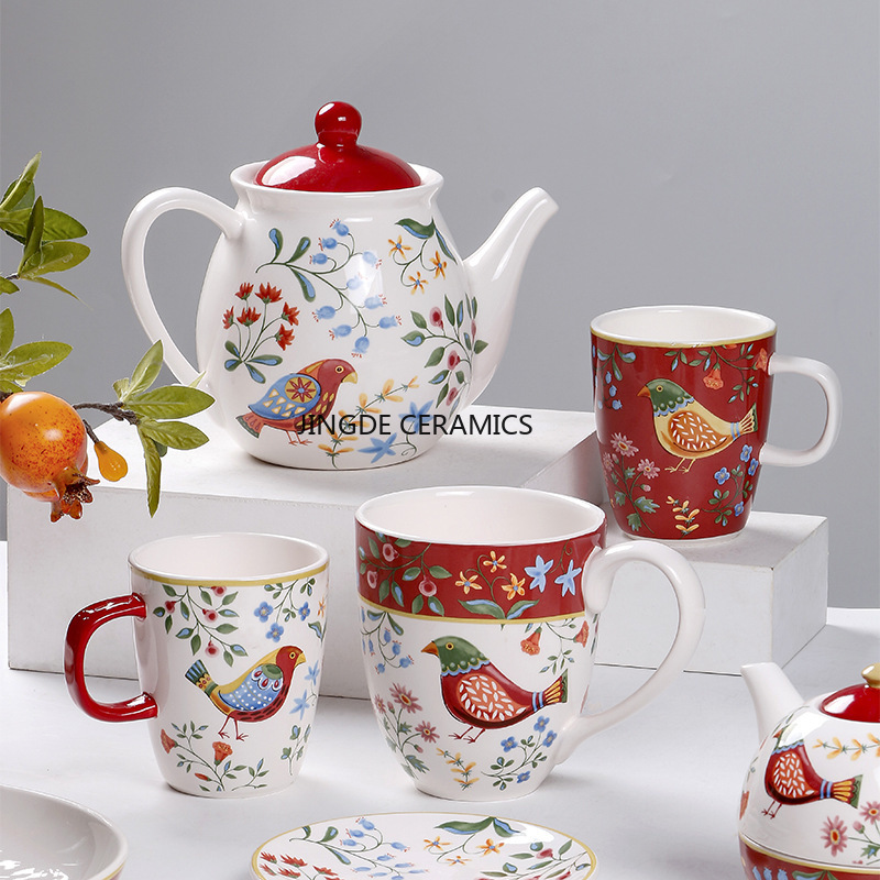 1pc European Ceramic Red Flowe - Dim Sum Basket review and price