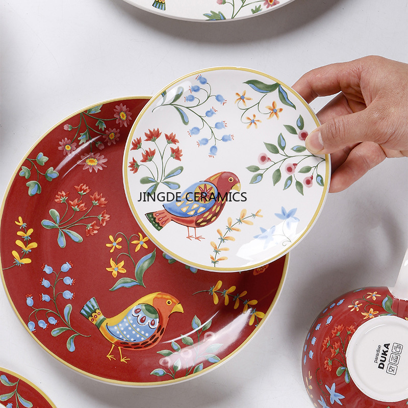 1pc European Ceramic Red Flowe - Dim Sum Basket review and price